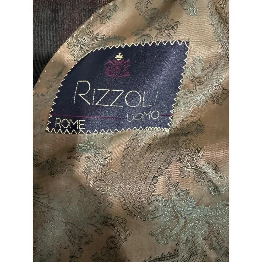 Rizzoli Uomo Rome Corduroy Blazer Size 46 Brown Italian Victory Outreach Int'l
